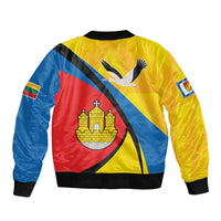 Lithuania Klaipeda Country Sleeve Zip Bomber Jacket Klaipedos Apskritis Coat of Arms - Wonder Print Shop