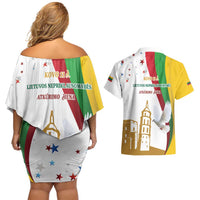 Lithuania Restoration of Independence Day Couples Matching Off Shoulder Short Dress and Hawaiian Shirt 11th March 1990