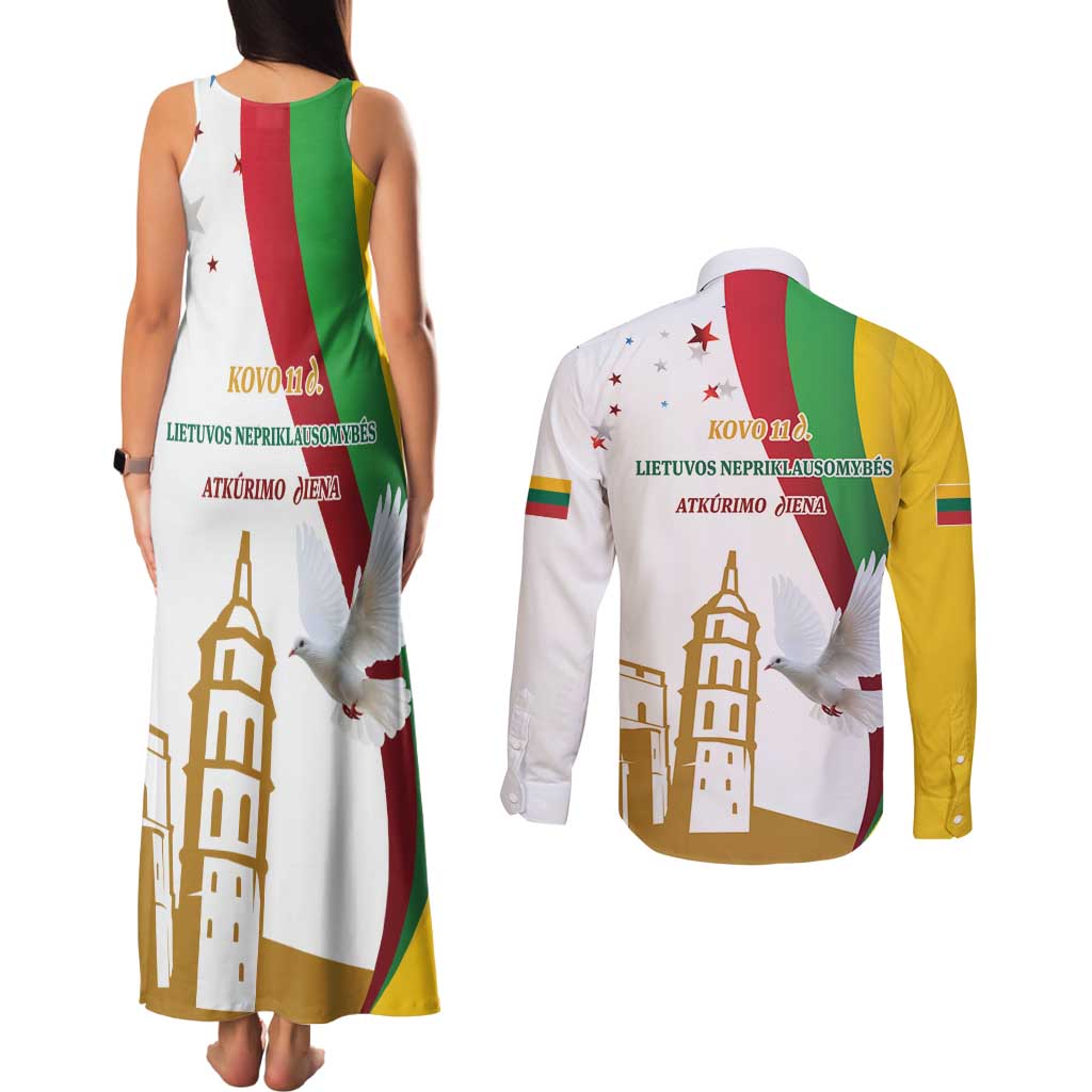 Lithuania Restoration of Independence Day Couples Matching Tank Maxi Dress and Long Sleeve Button Shirt 11th March 1990