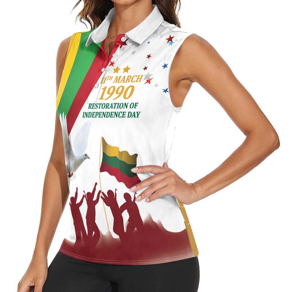 Lithuania Restoration of Independence Day Women Sleeveless Polo Shirt 11th March 1990 LT17 - Wonder Print Shop