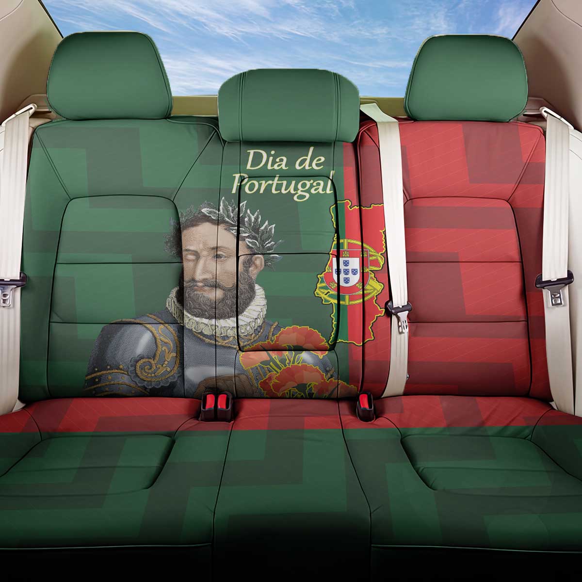 Portugal Day 10th June Back Car Seat Cover Luis de Camoes Dia da Portugal