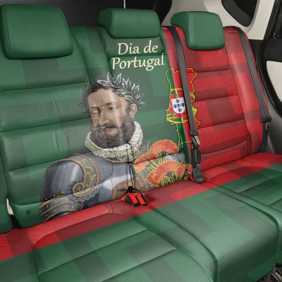 Portugal Day 10th June Back Car Seat Cover Luis de Camoes Dia da Portugal