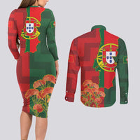 Portugal Day 10th June Couples Matching Long Sleeve Bodycon Dress and Long Sleeve Button Shirt Luis de Camoes Dia da Portugal