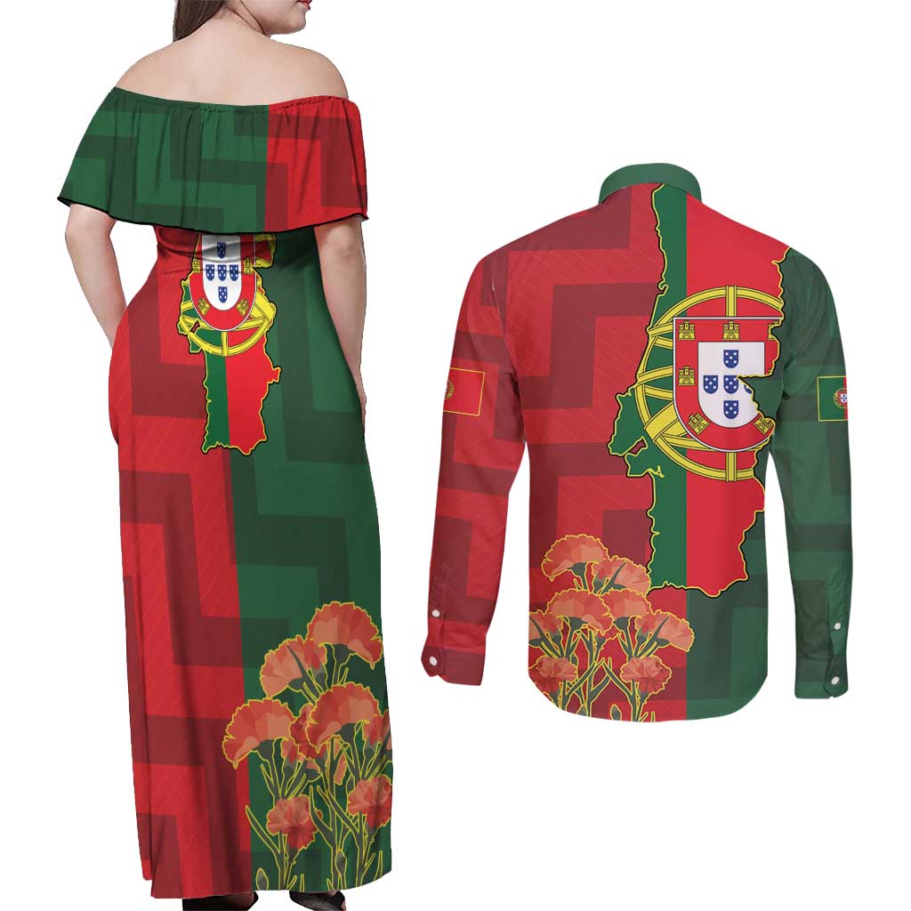 Portugal Day 10th June Couples Matching Off Shoulder Maxi Dress and Long Sleeve Button Shirt Luis de Camoes Dia da Portugal