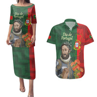 Portugal Day 10th June Couples Matching Puletasi and Hawaiian Shirt Luis de Camoes Dia da Portugal