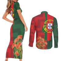 Portugal Day 10th June Couples Matching Short Sleeve Bodycon Dress and Long Sleeve Button Shirt Luis de Camoes Dia da Portugal