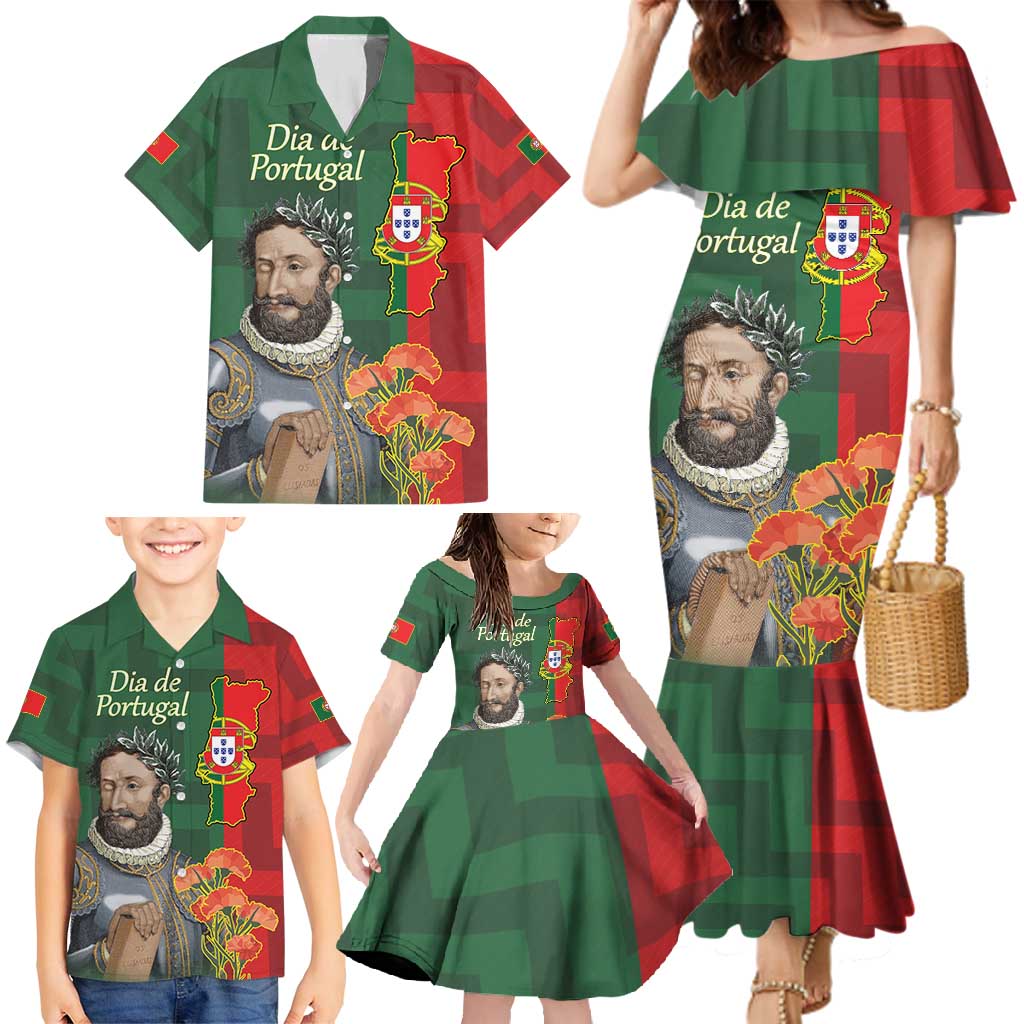 Portugal Day 10th June Family Matching Mermaid Dress and Hawaiian Shirt Luis de Camoes Dia da Portugal