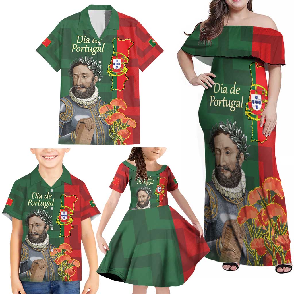 Portugal Day 10th June Family Matching Off Shoulder Maxi Dress and Hawaiian Shirt Luis de Camoes Dia da Portugal