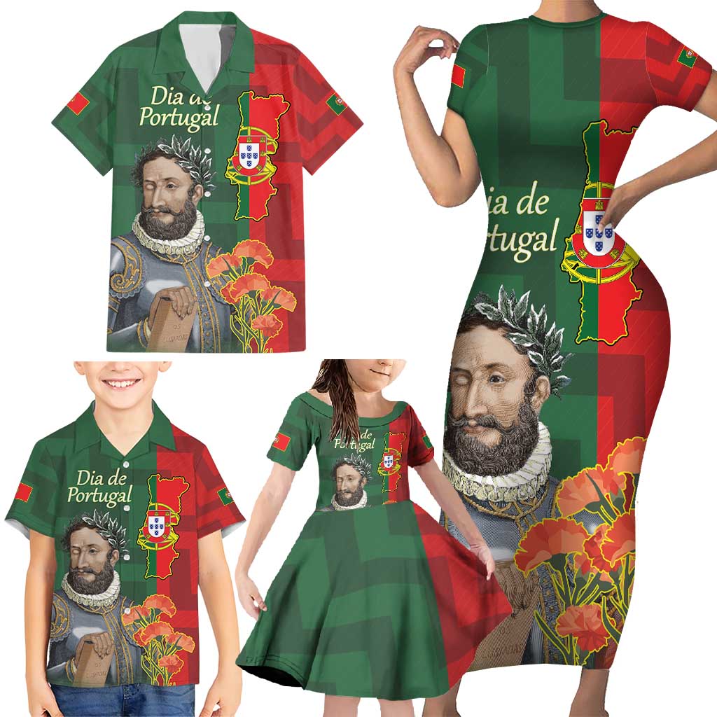 Portugal Day 10th June Family Matching Short Sleeve Bodycon Dress and Hawaiian Shirt Luis de Camoes Dia da Portugal
