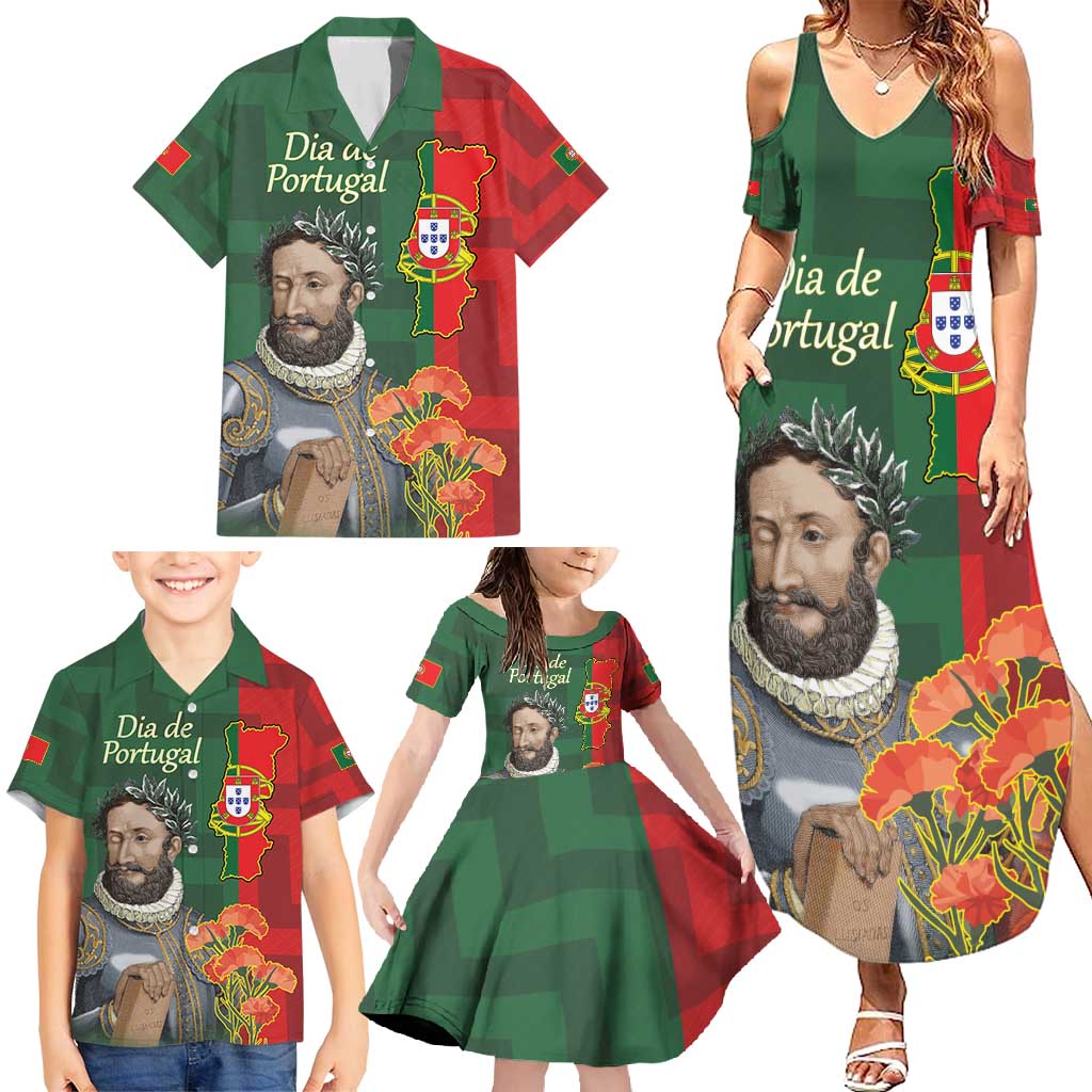 Portugal Day 10th June Family Matching Summer Maxi Dress and Hawaiian Shirt Luis de Camoes Dia da Portugal