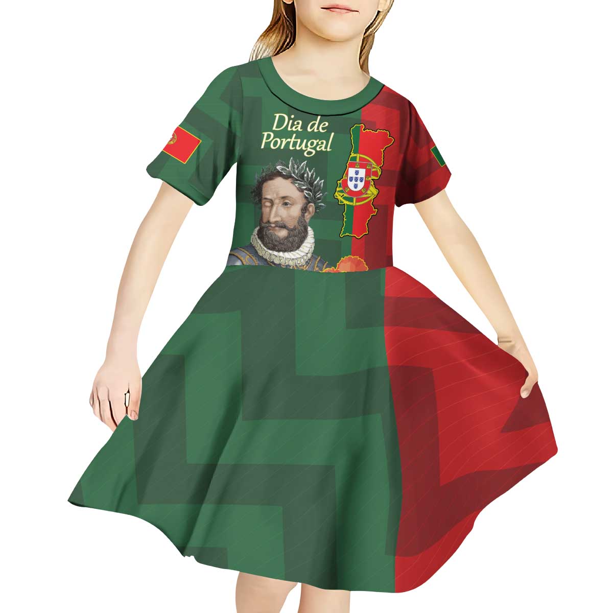 Portugal Day 10th June Kid Short Sleeve Dress Luis de Camoes Dia da Portugal