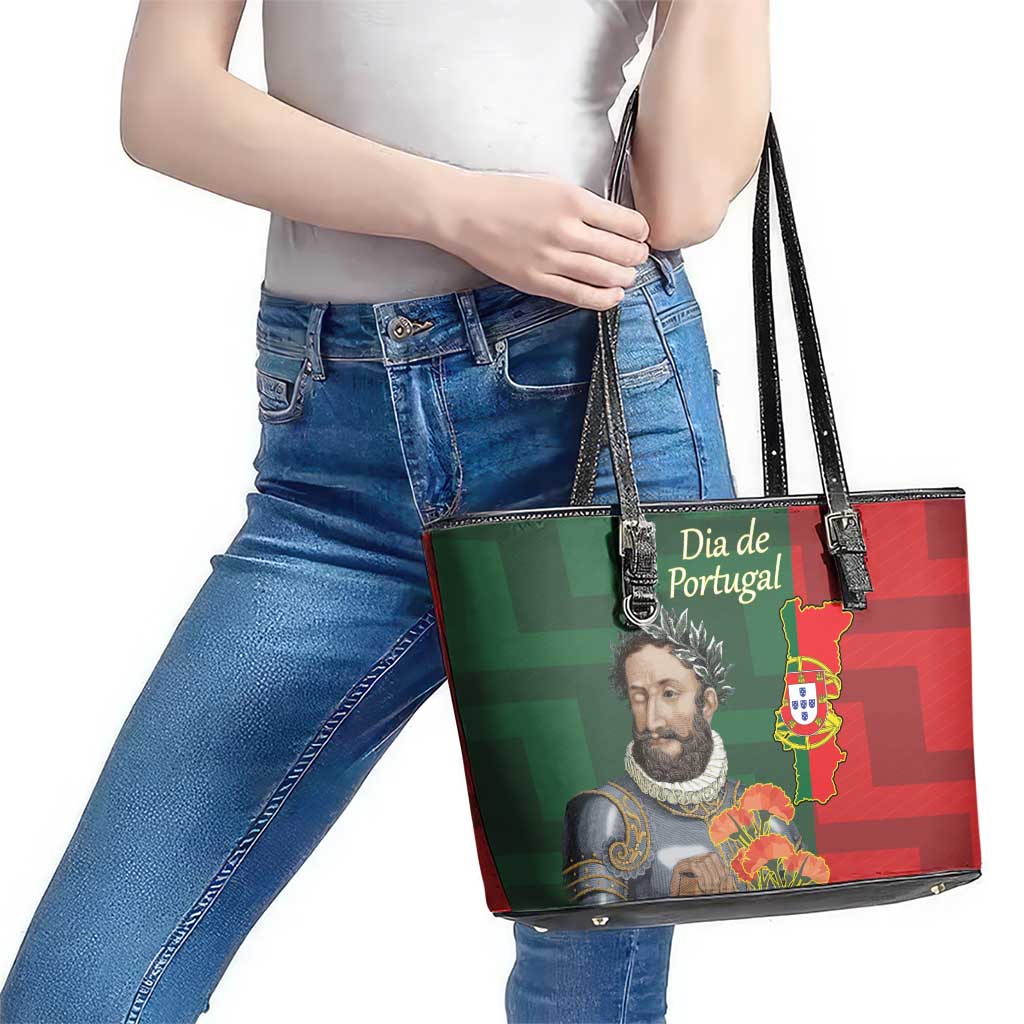 Portugal Day 10th June Leather Tote Bag Luis de Camoes Dia da Portugal