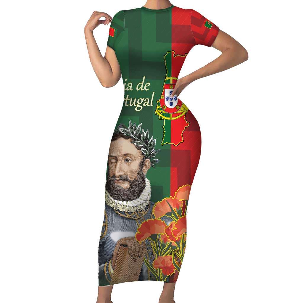 Portugal Day 10th June Short Sleeve Bodycon Dress Luis de Camoes Dia da Portugal