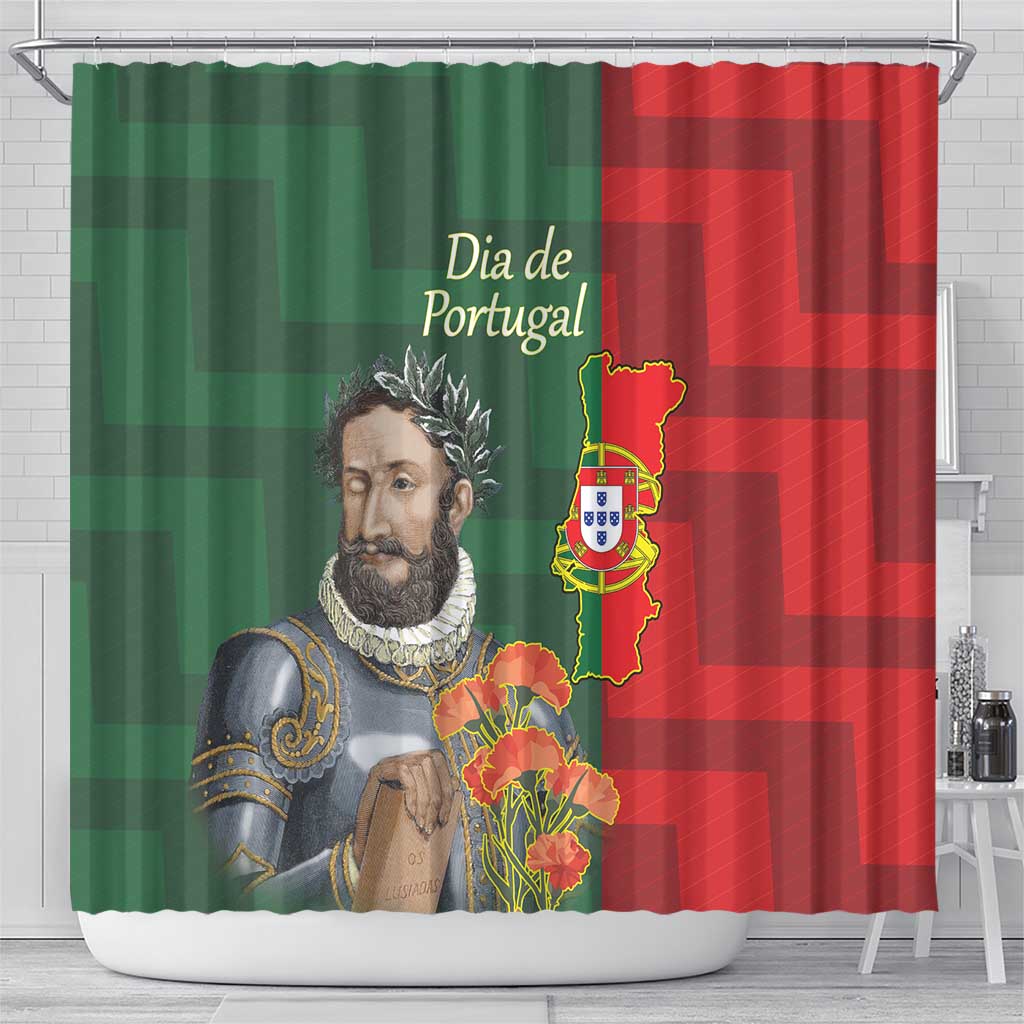 Portugal Day 10th June Shower Curtain Luis de Camoes Dia da Portugal