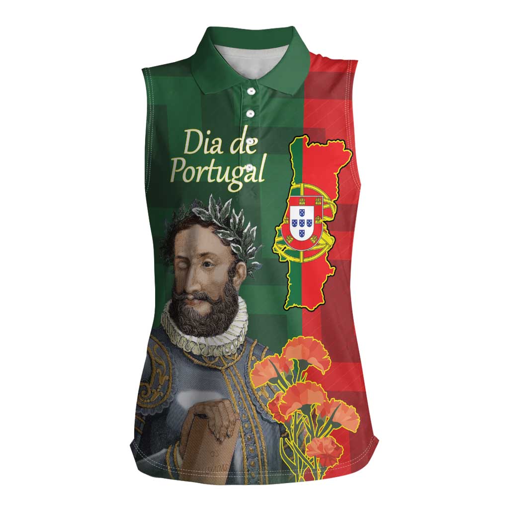 Portugal Day 10th June Women Sleeveless Polo Shirt Luis de Camoes Dia da Portugal
