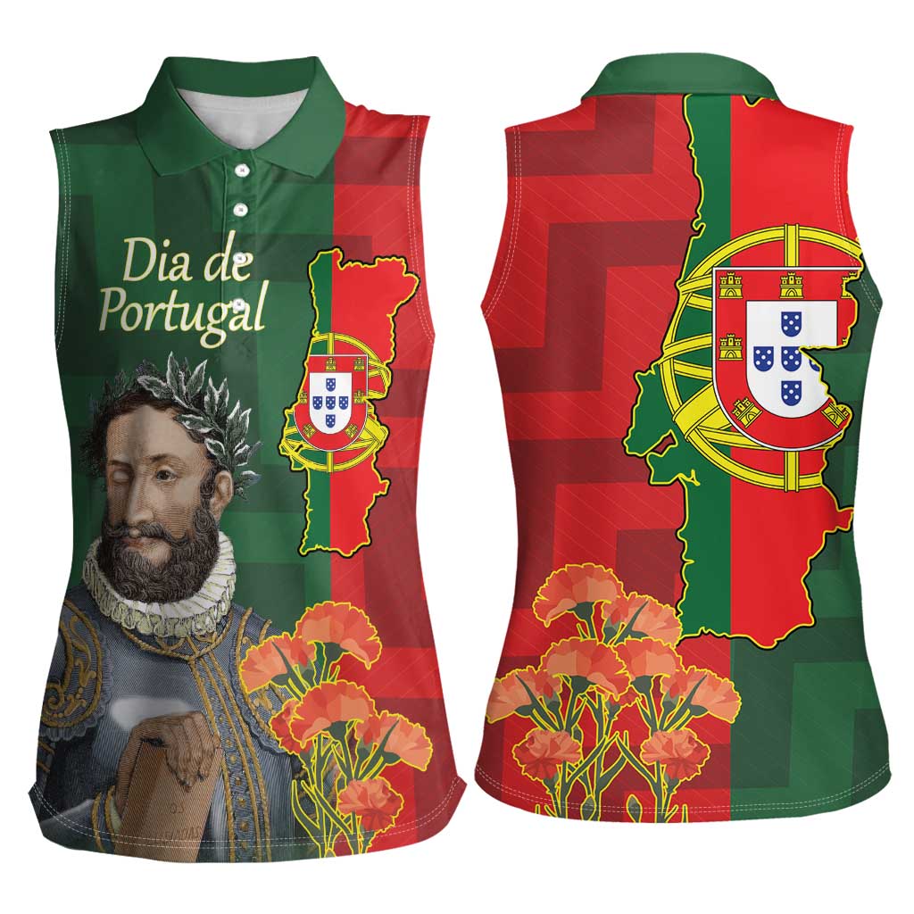 Portugal Day 10th June Women Sleeveless Polo Shirt Luis de Camoes Dia da Portugal