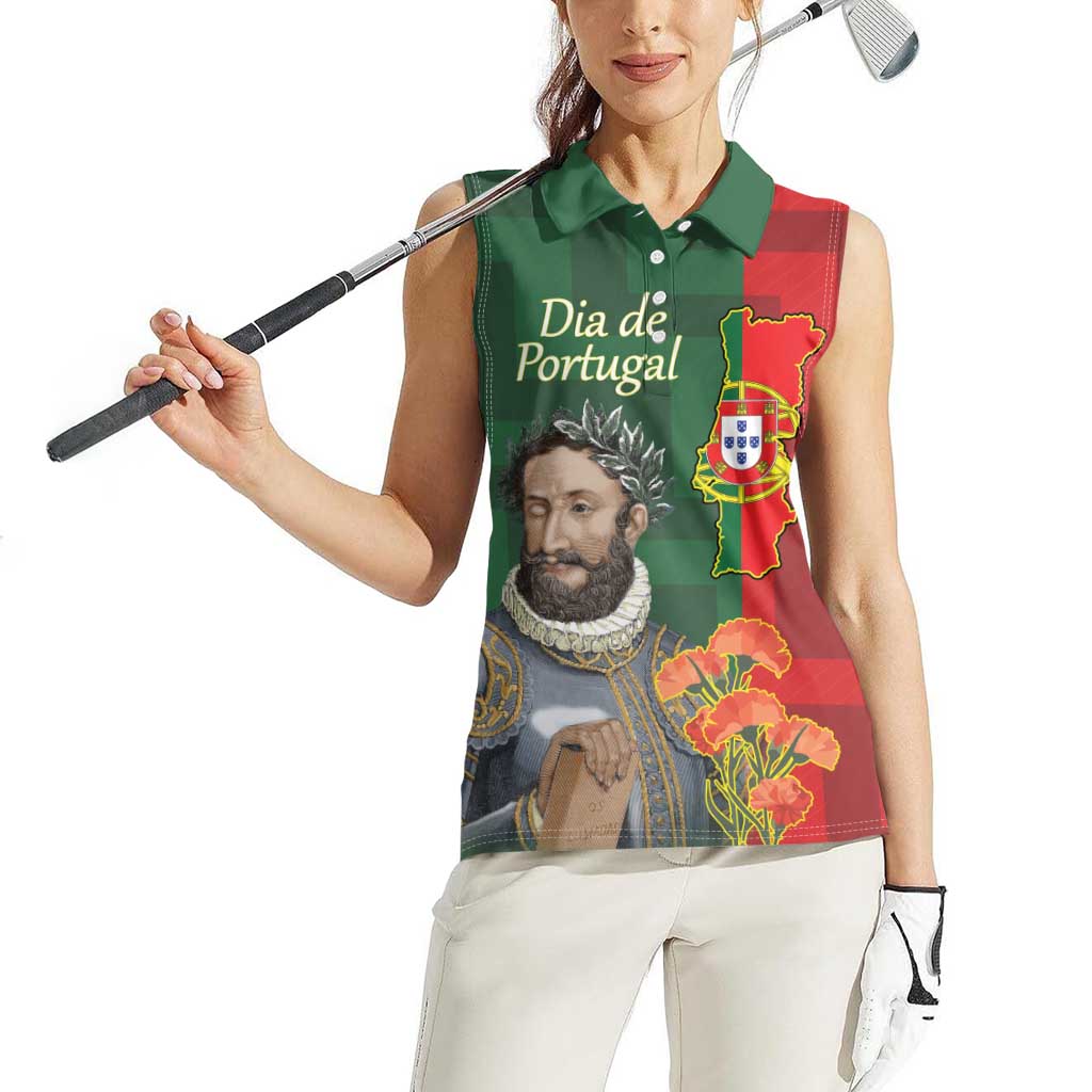 Portugal Day 10th June Women Sleeveless Polo Shirt Luis de Camoes Dia da Portugal