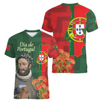 Portugal Day 10th June Women V-Neck T-Shirt Luis de Camoes Dia da Portugal