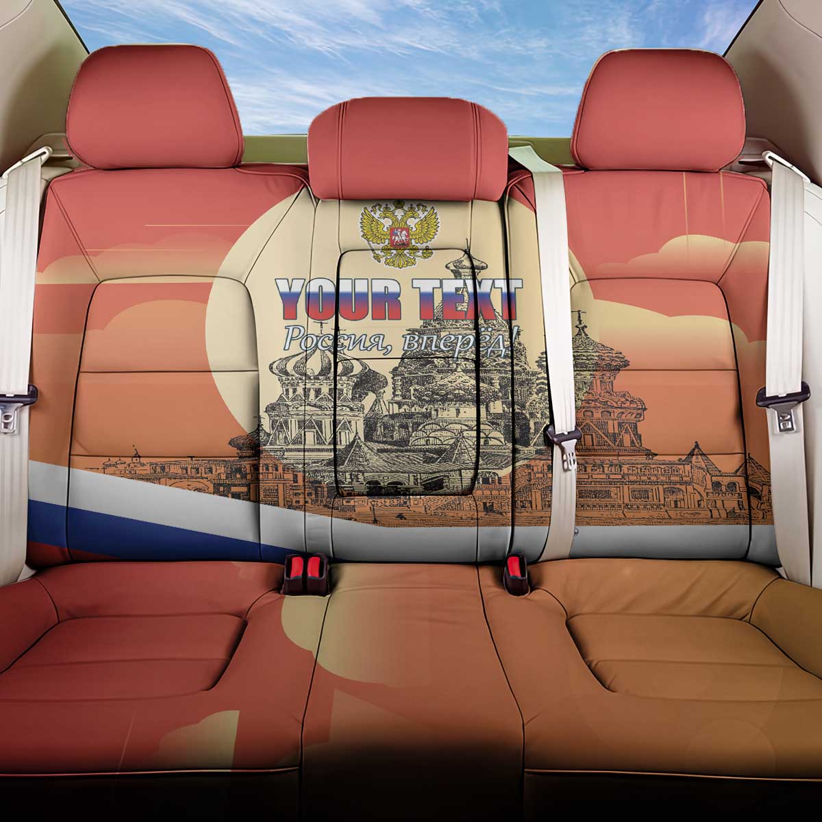 Personalized Russia Day 12th June Back Car Seat Cover Red Square Moscow