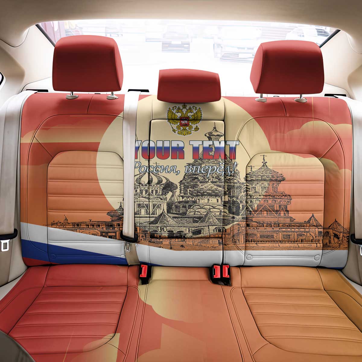 Personalized Russia Day 12th June Back Car Seat Cover Red Square Moscow