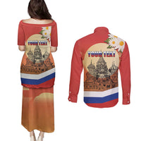 Personalized Russia Day 12th June Couples Matching Puletasi and Long Sleeve Button Shirt Red Square Moscow
