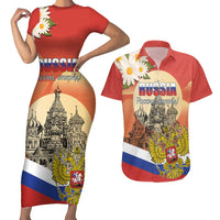 Personalized Russia Day 12th June Couples Matching Short Sleeve Bodycon Dress and Hawaiian Shirt Red Square Moscow