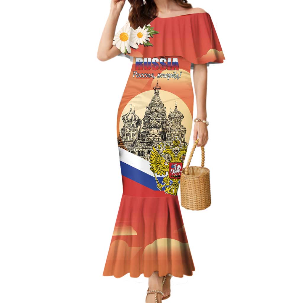 Personalized Russia Day 12th June Family Matching Mermaid Dress and Hawaiian Shirt Red Square Moscow