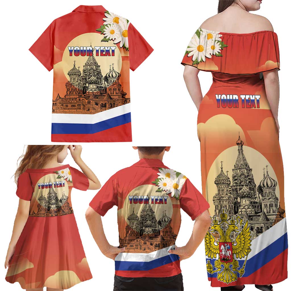 Personalized Russia Day 12th June Family Matching Off Shoulder Maxi Dress and Hawaiian Shirt Red Square Moscow