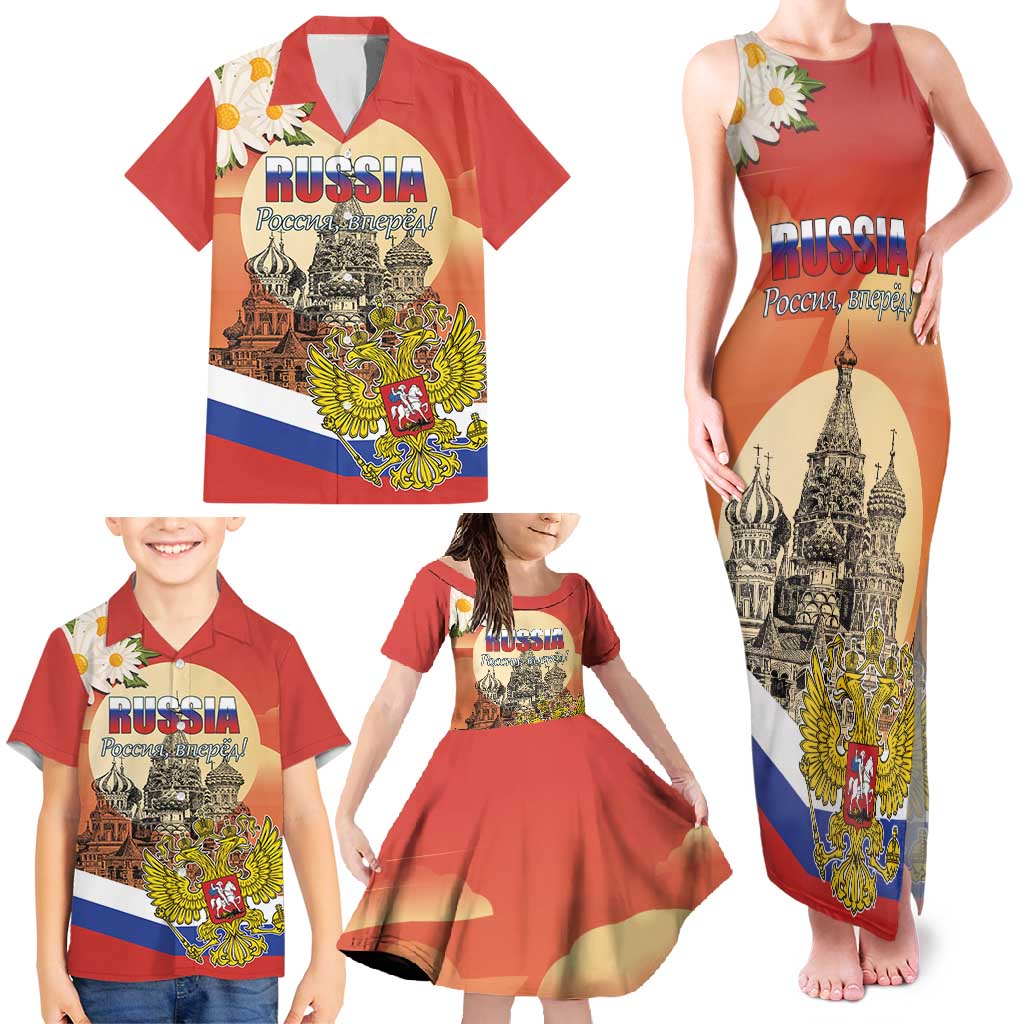 Personalized Russia Day 12th June Family Matching Tank Maxi Dress and Hawaiian Shirt Red Square Moscow
