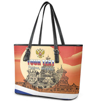 Personalized Russia Day 12th June Leather Tote Bag Red Square Moscow