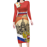 Personalized Russia Day 12th June Long Sleeve Bodycon Dress Red Square Moscow