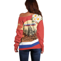 Personalized Russia Day 12th June Off Shoulder Sweater Red Square Moscow