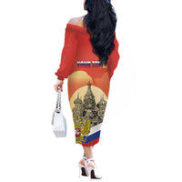 Personalized Russia Day 12th June Off The Shoulder Long Sleeve Dress Red Square Moscow