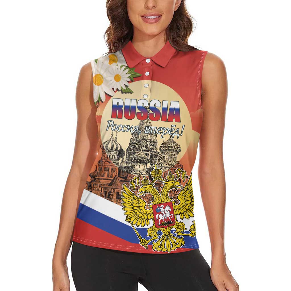 Personalized Russia Day 12th June Women Sleeveless Polo Shirt Red Square Moscow