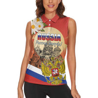 Personalized Russia Day 12th June Women Sleeveless Polo Shirt Red Square Moscow