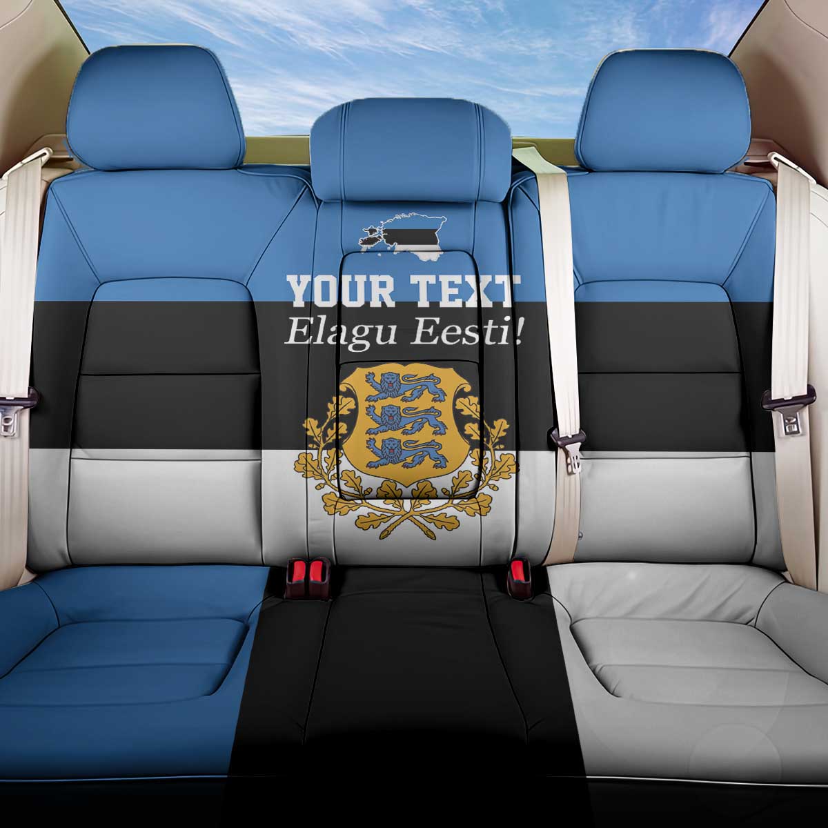 Personalized Estonia Flag Day 4 June Back Car Seat Cover Elagu Esti!