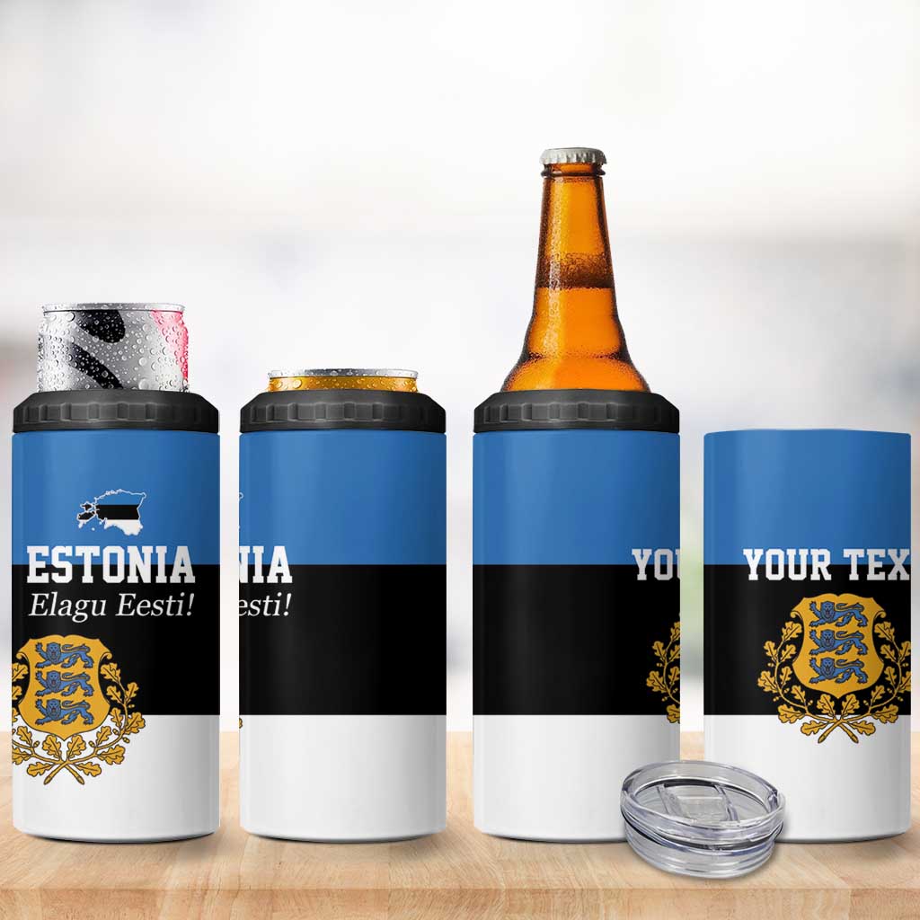 Personalized Estonia Flag Day 4 June 4 in 1 Can Cooler Tumbler Elagu Esti!