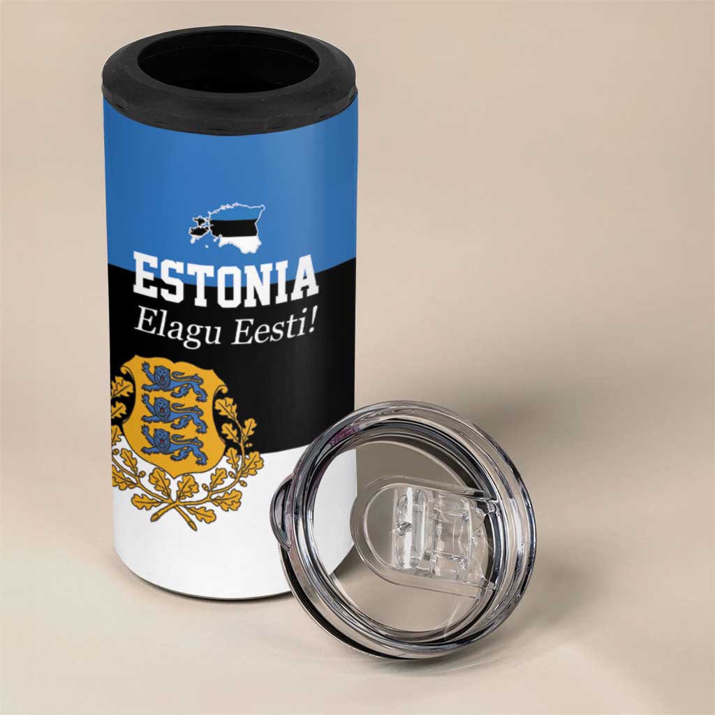 Personalized Estonia Flag Day 4 June 4 in 1 Can Cooler Tumbler Elagu Esti!