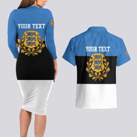 Personalized Estonia Flag Day 4 June Couples Matching Long Sleeve Bodycon Dress and Hawaiian Shirt Elagu Esti!