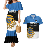 Personalized Estonia Flag Day 4 June Couples Matching Mermaid Dress and Hawaiian Shirt Elagu Esti!