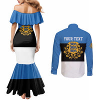 Personalized Estonia Flag Day 4 June Couples Matching Mermaid Dress and Long Sleeve Button Shirt Elagu Esti!
