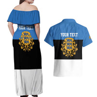 Personalized Estonia Flag Day 4 June Couples Matching Off Shoulder Maxi Dress and Hawaiian Shirt Elagu Esti!