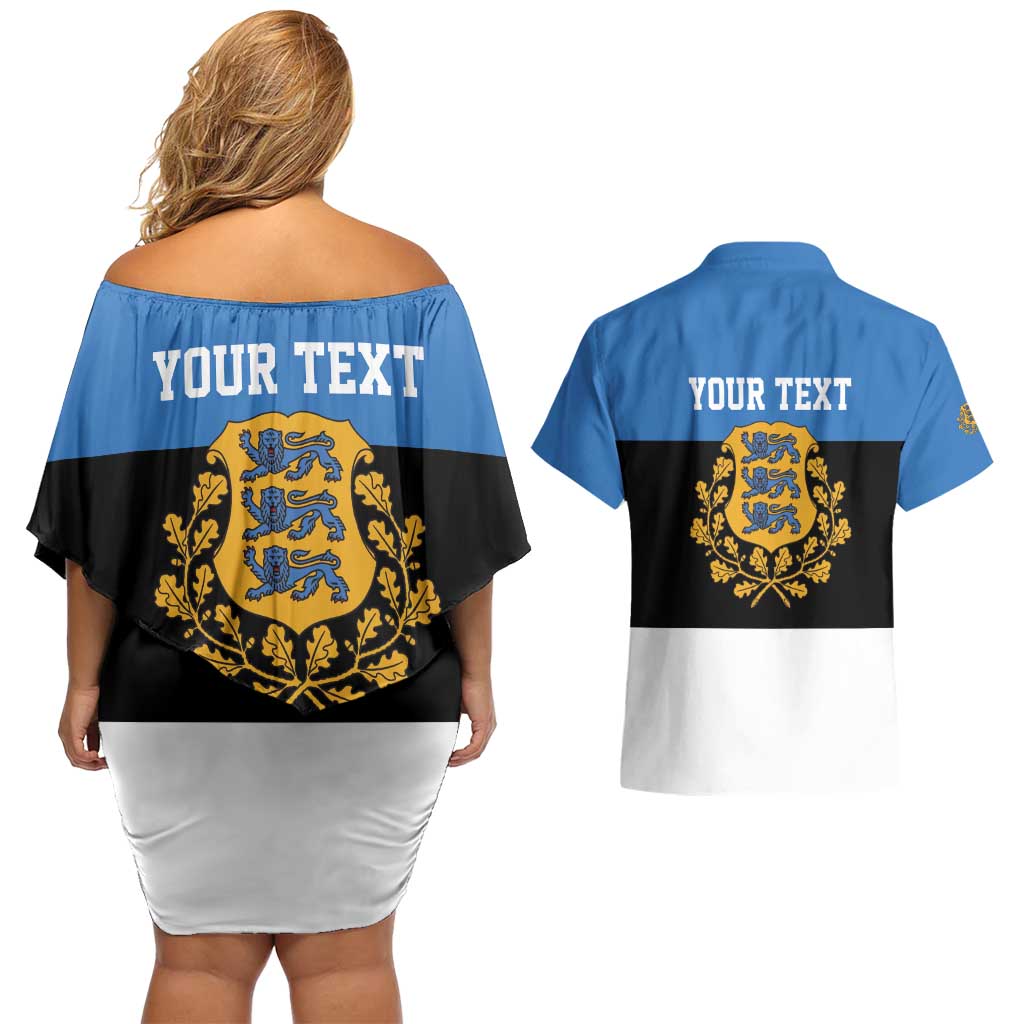 Personalized Estonia Flag Day 4 June Couples Matching Off Shoulder Short Dress and Hawaiian Shirt Elagu Esti!
