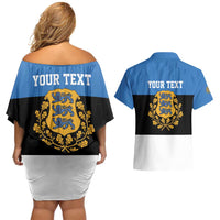 Personalized Estonia Flag Day 4 June Couples Matching Off Shoulder Short Dress and Hawaiian Shirt Elagu Esti!