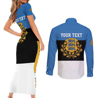Personalized Estonia Flag Day 4 June Couples Matching Short Sleeve Bodycon Dress and Long Sleeve Button Shirt Elagu Esti!