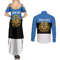 Personalized Estonia Flag Day 4 June Couples Matching Summer Maxi Dress and Long Sleeve Button Shirt Elagu Esti!