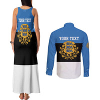 Personalized Estonia Flag Day 4 June Couples Matching Tank Maxi Dress and Long Sleeve Button Shirt Elagu Esti!