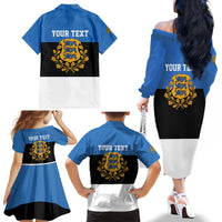 Personalized Estonia Flag Day 4 June Family Matching Off The Shoulder Long Sleeve Dress and Hawaiian Shirt Elagu Esti!