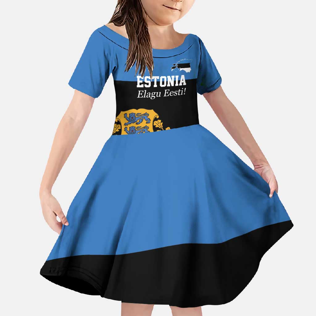 Personalized Estonia Flag Day 4 June Family Matching Off Shoulder Maxi Dress and Hawaiian Shirt Elagu Esti!