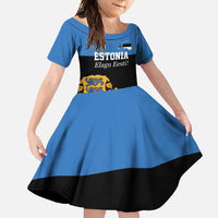 Personalized Estonia Flag Day 4 June Family Matching Off Shoulder Maxi Dress and Hawaiian Shirt Elagu Esti!